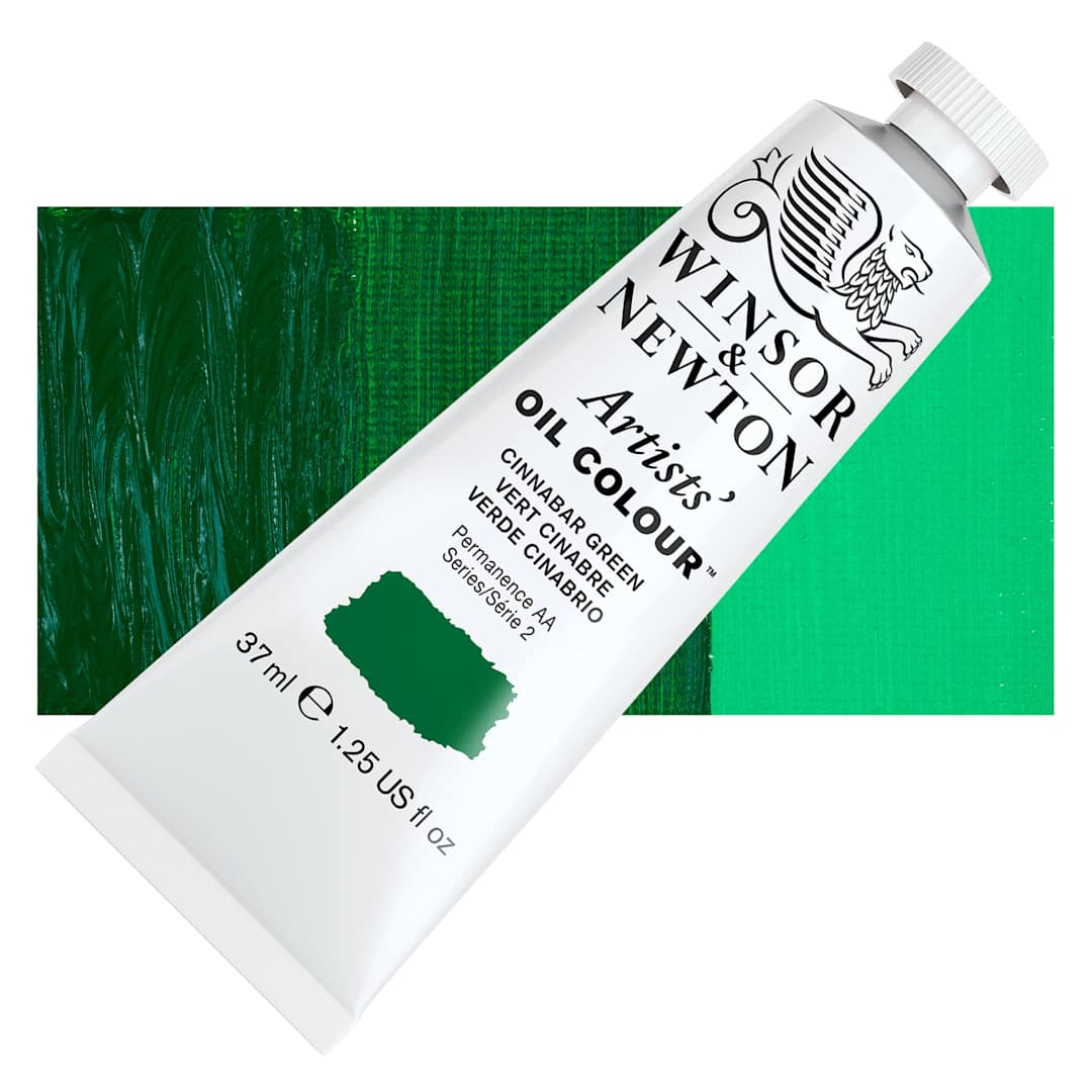 Open in modal - Winsor & Newton Artists' Oil Color - Cinnabar Green, 37 ml tube and swatch