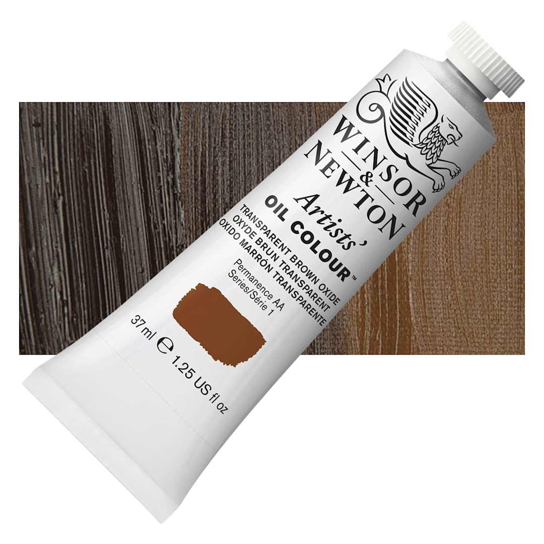 Open in modal - Winsor & Newton Artists' Oil Color - Transparent Brown Oxide, 37 ml tube and swatch