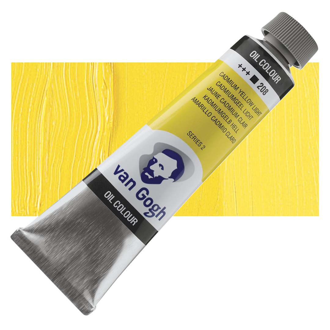 Open in modal - Van Gogh Oil Paint - Cadmium Yellow Light, 40 ml tube and swatch
