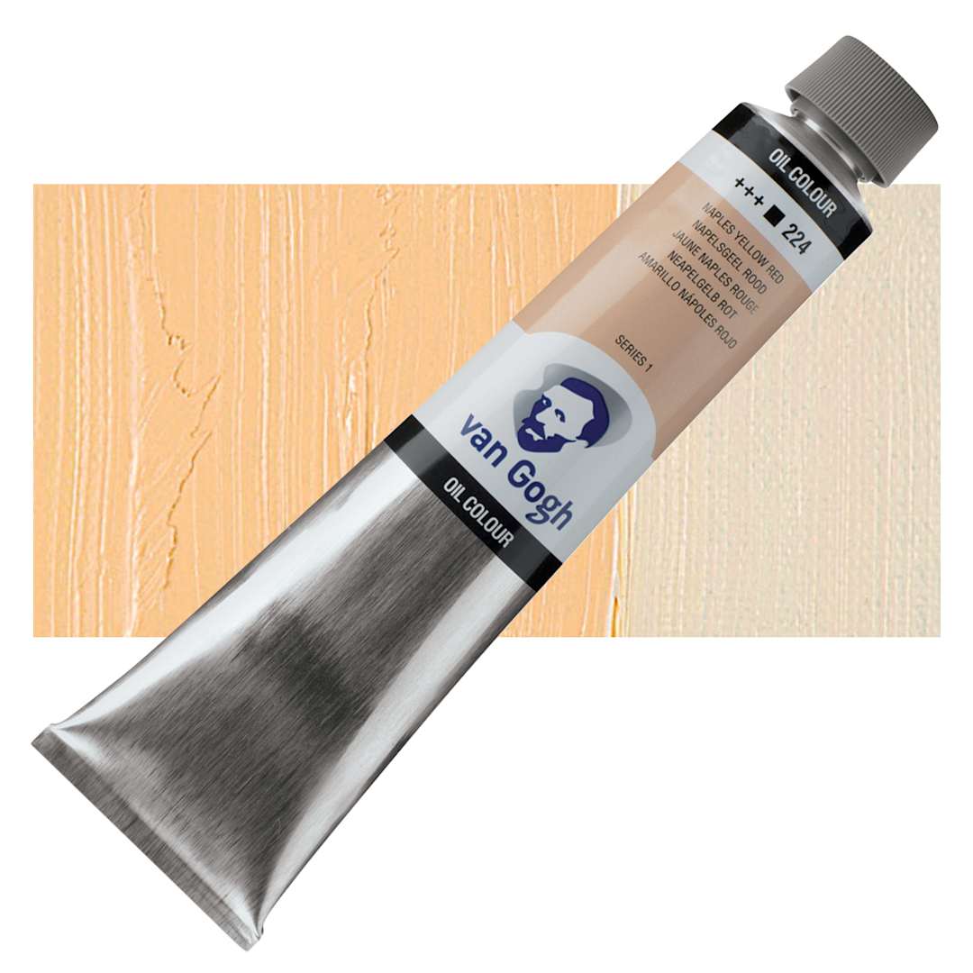 Open in modal - Van Gogh Oil Paint - Naples Yellow Red, 200 ml tube and swatch