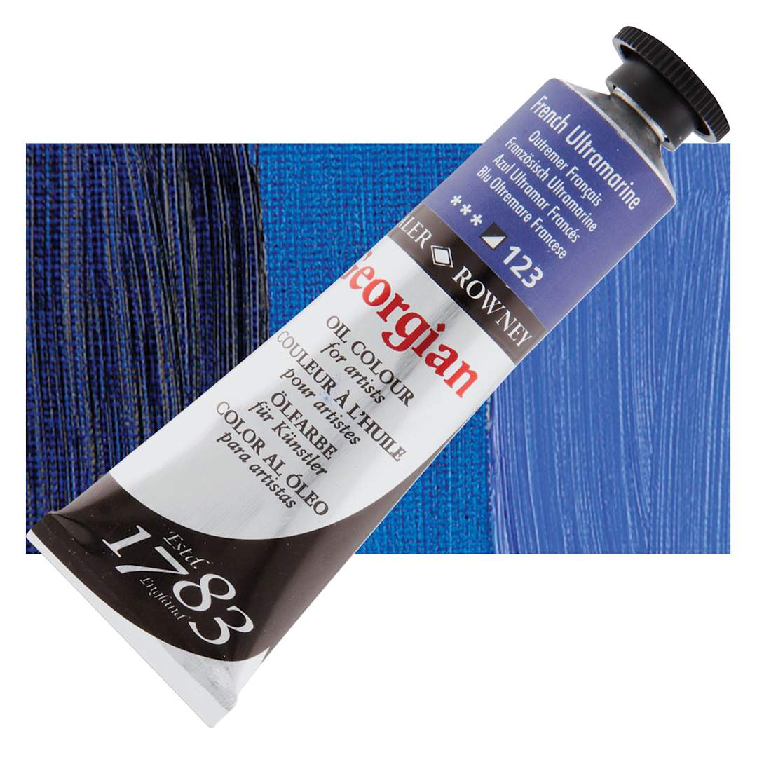 Open in modal - Daler-Rowney Georgian Oil Color - French Ultramarine, 38 ml tube and swatch
