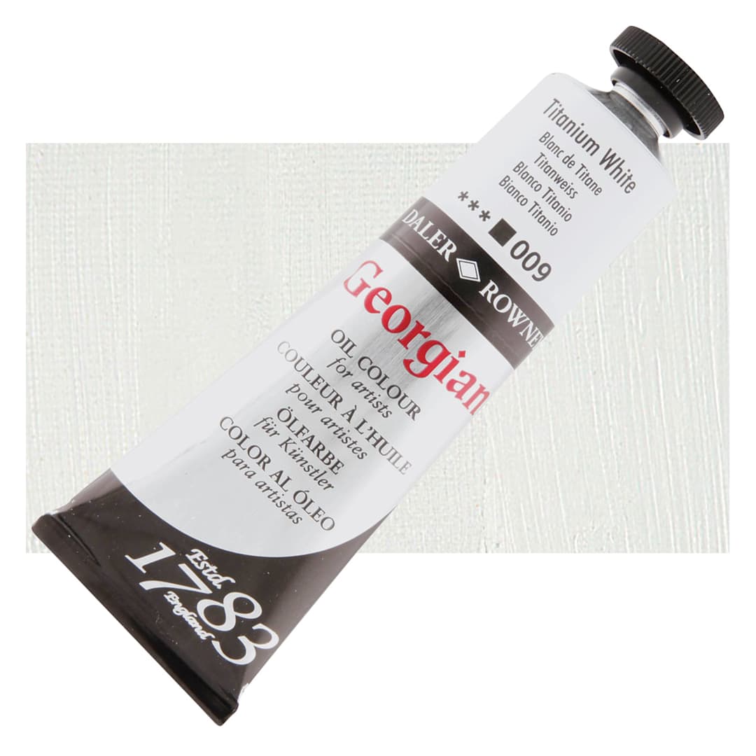 Open in modal - Daler-Rowney Georgian Oil Color - Titanium White, 38 ml tube and swatch