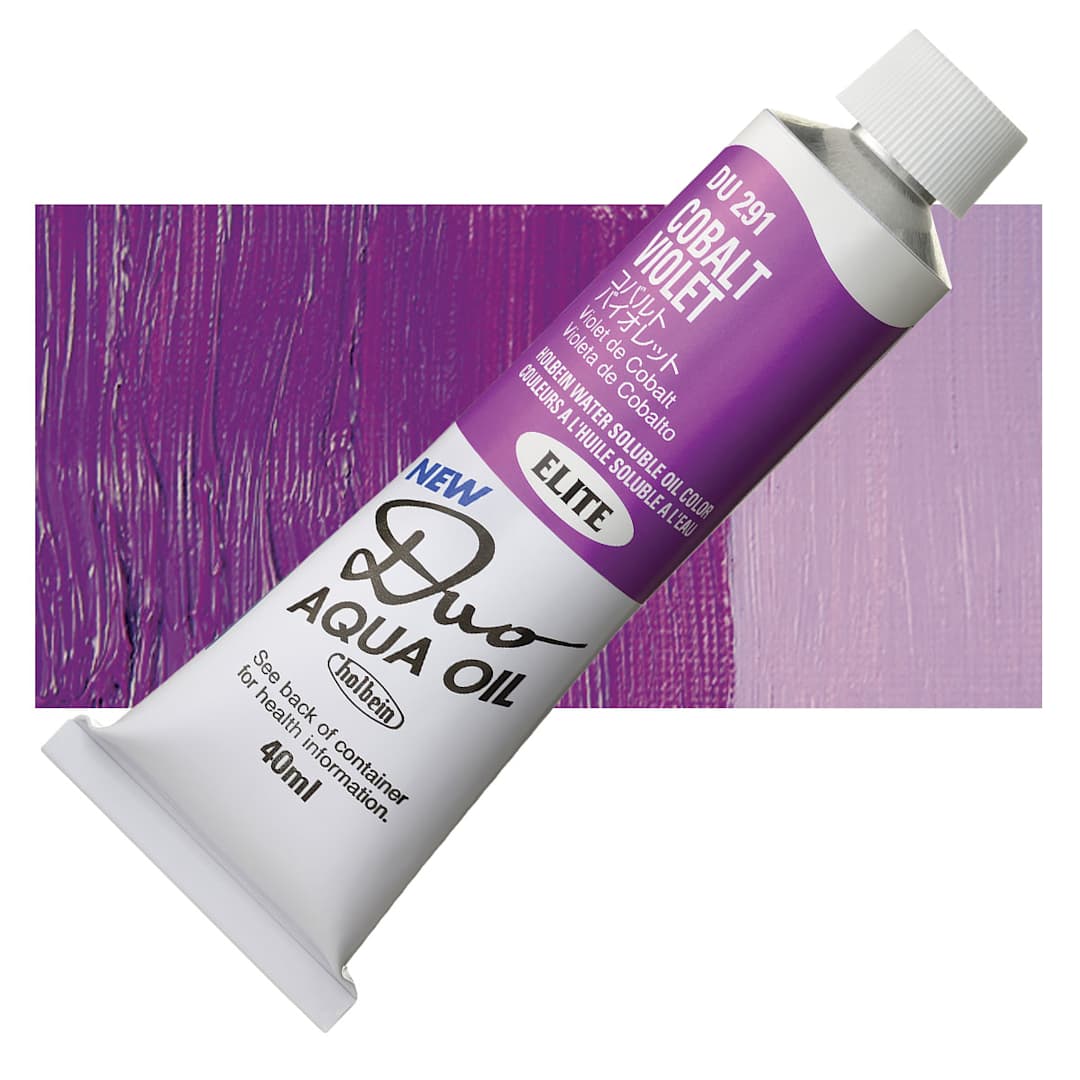 Open in modal - Holbein Duo Aqua Water Soluble Oil - Cobalt Violet, 40 ml tube and swatch