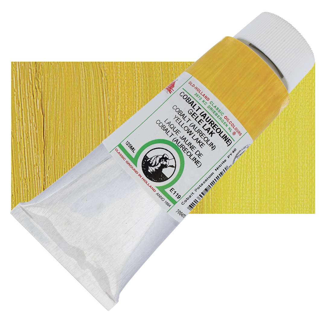 Open in modal - Old Holland Classic Oil Color - Cobalt (Aureolin) Yellow Lake (CL), 125 ml tube and swatch