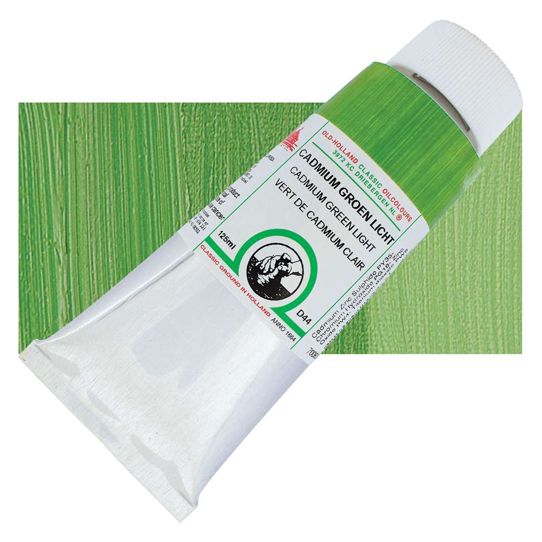 Open in modal - Old Holland Classic Oil Color - Cadmium Green Light, 125 ml tube and swatch