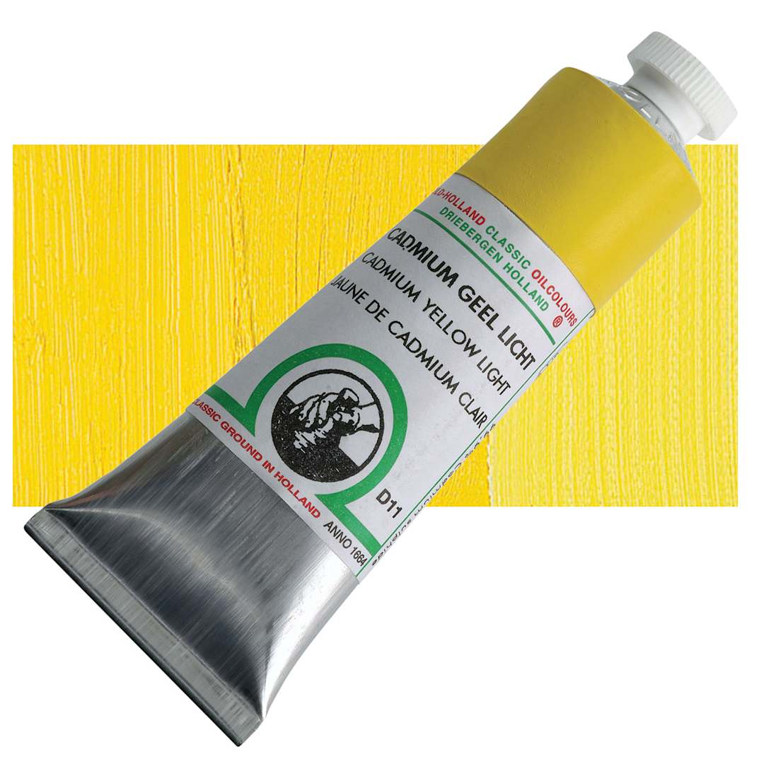 Open in modal - Old Holland Classic Oil Color - Cadmium Yellow Light, 40 ml tube and swatch
