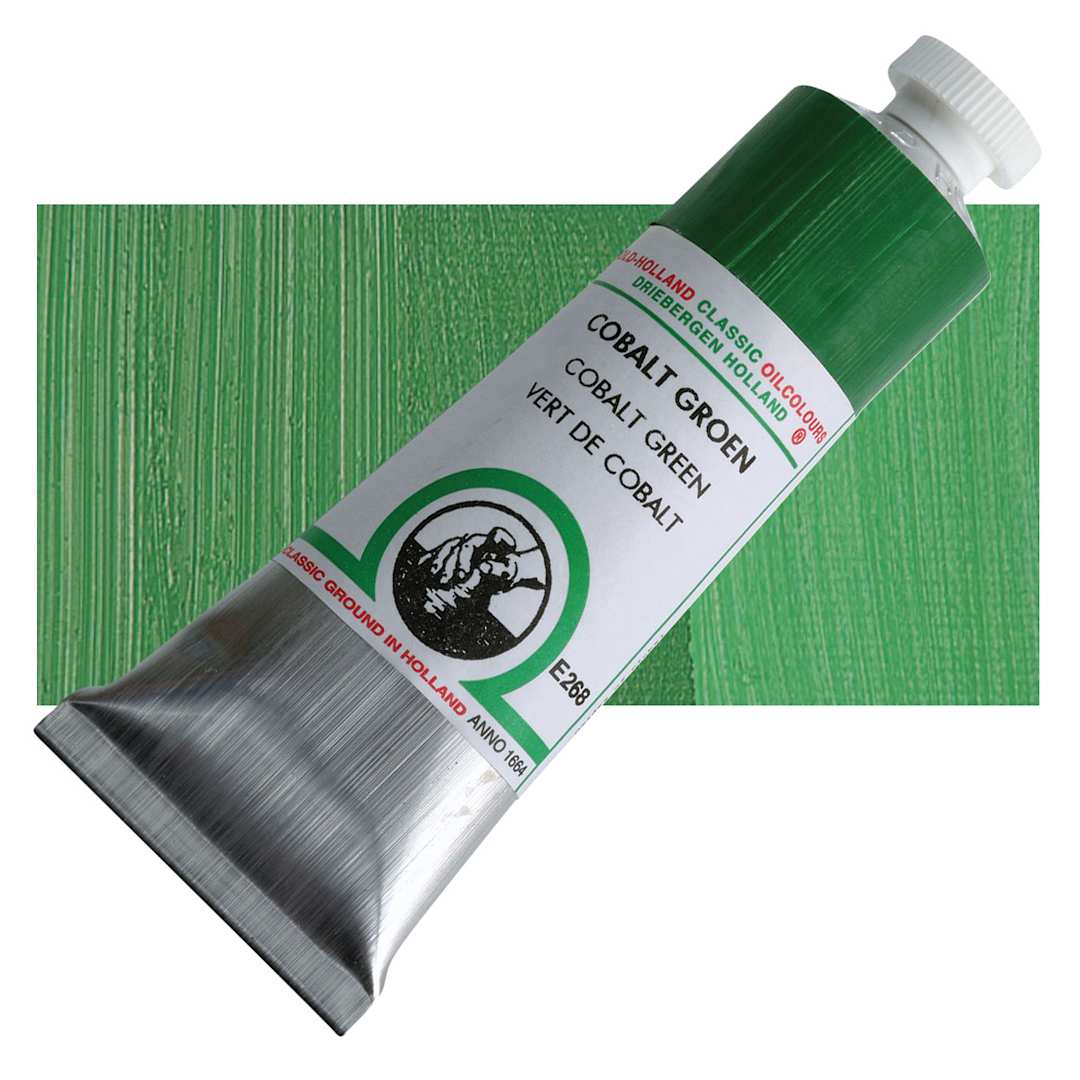 Open in modal - Old Holland Classic Oil Color - Cobalt Green, 40 ml tube and swatch