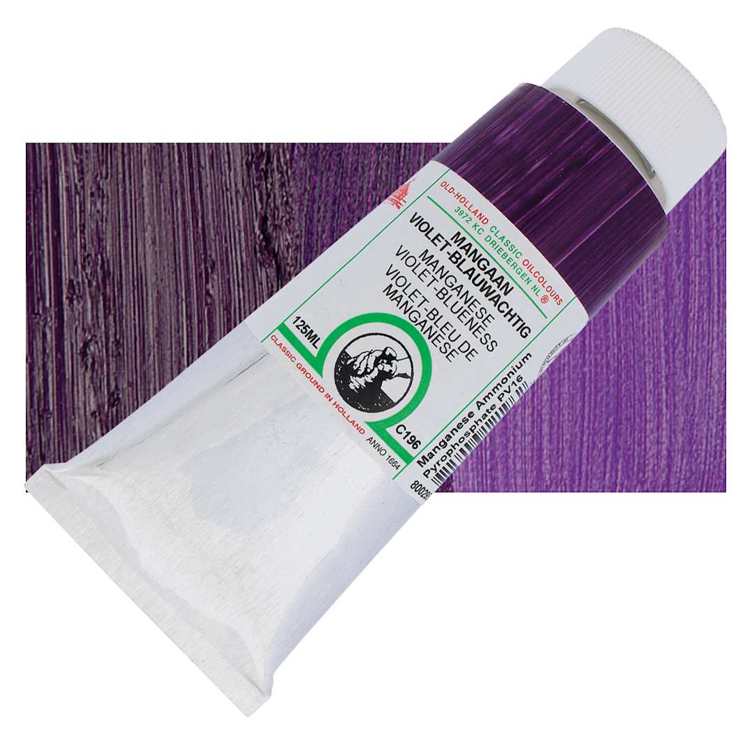 Open in modal - Old Holland Classic Oil Color - Manganese Violet Blueness, 125 ml tube and swatch