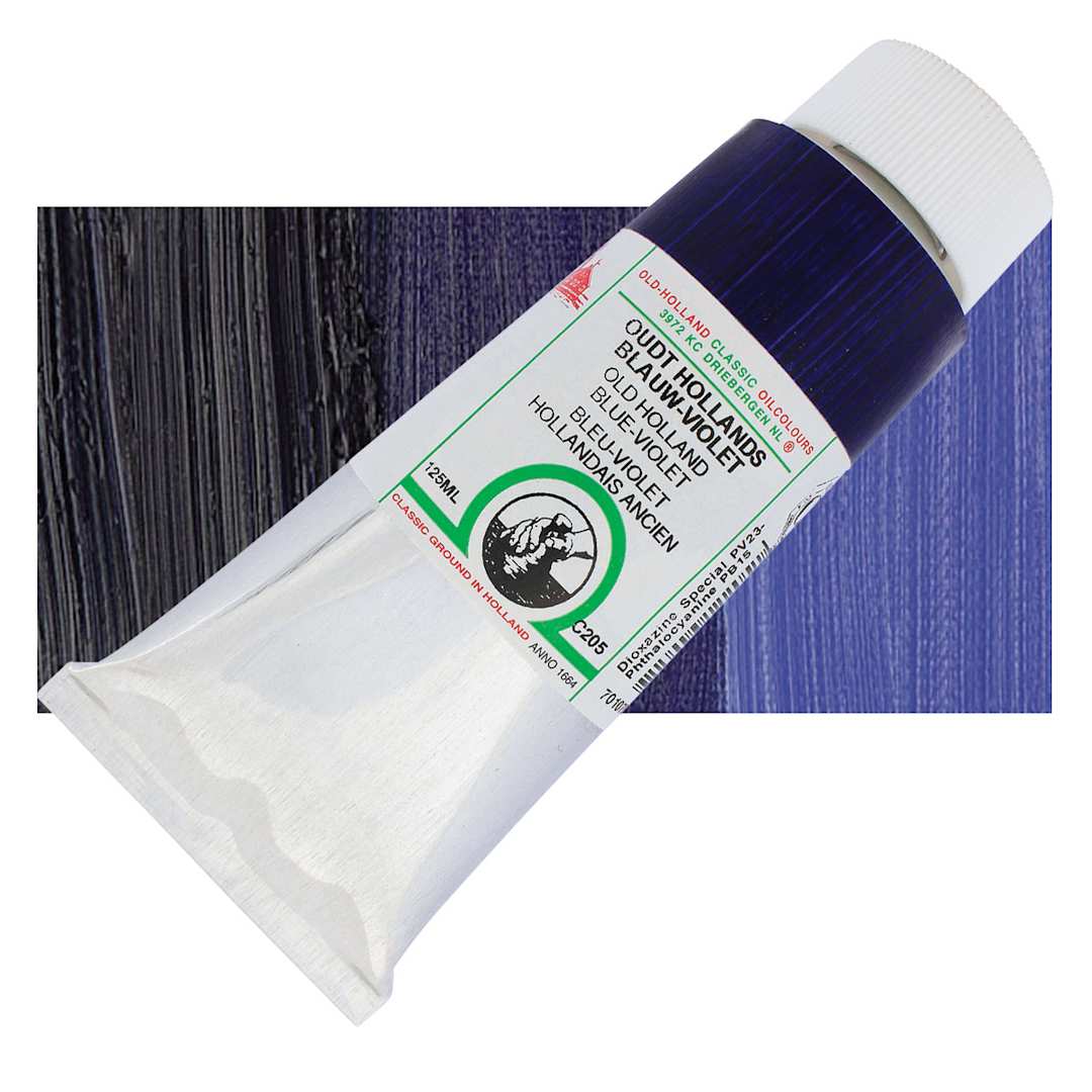 Open in modal - Old Holland Classic Oil Color - Old Holland Blue Violet, 125 ml tube and swatch