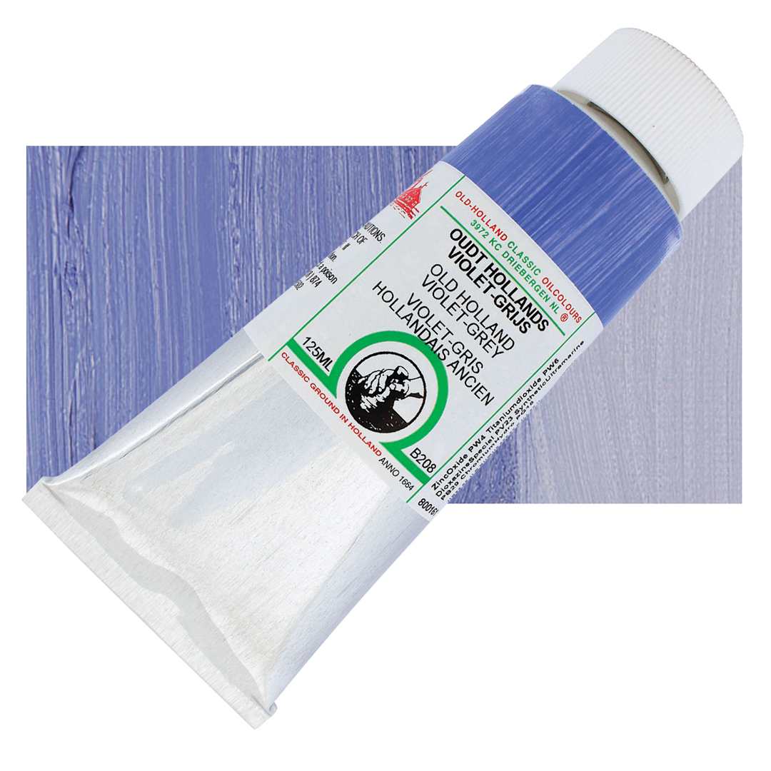 Open in modal - Old Holland Classic Oil Color - Old Holland Violet Grey, 125 ml tube and swatch
