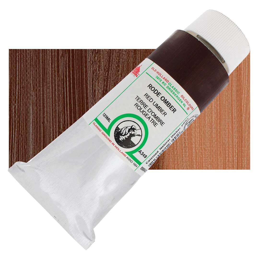 Open in modal - Old Holland Classic Oil Color - Red Umber, 125 ml tube and swatch