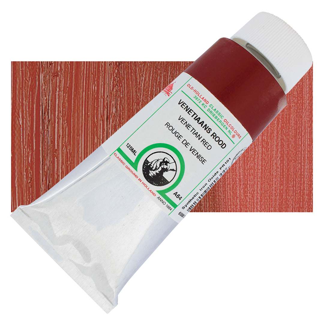 Open in modal - Old Holland Classic Oil Color - Venetian Red, 125 ml tube and swatch