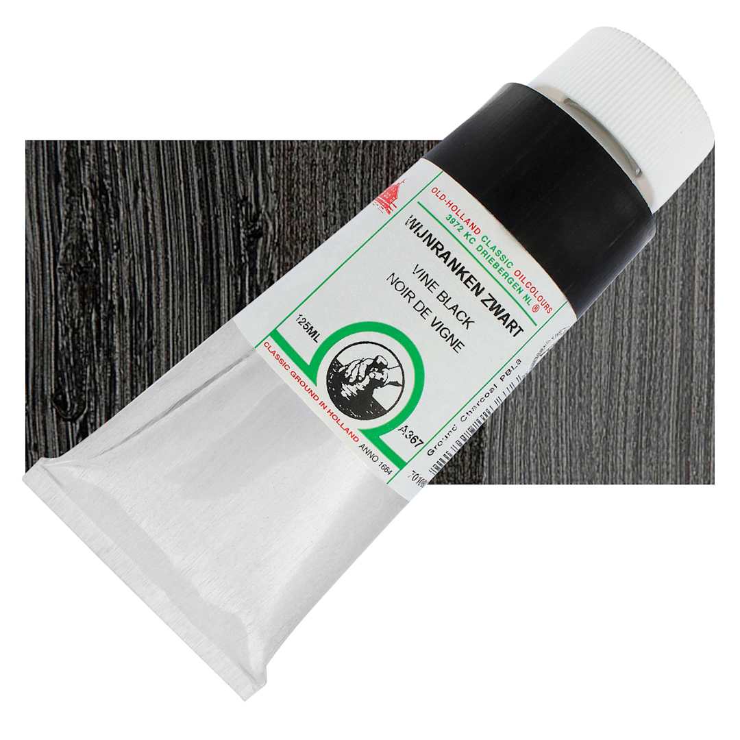Open in modal - Old Holland Classic Oil Color - Vine Black, 125 ml tube and swatch