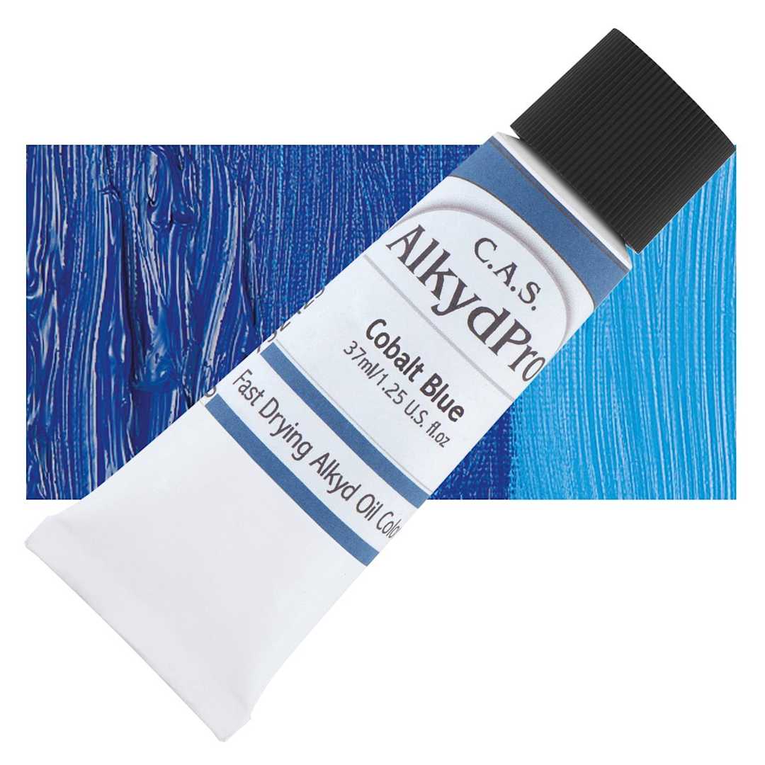 Open in modal - CAS AlkydPro Fast-Drying Alkyd Oil Color - Cobalt Blue, 37 ml tube and swatch
