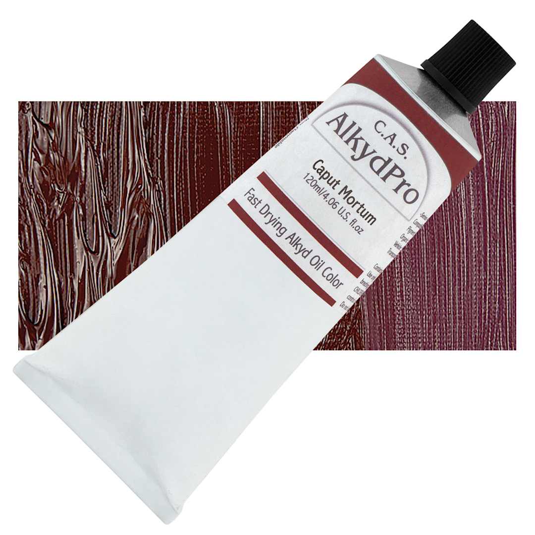 Open in modal - CAS AlkydPro Fast-Drying Alkyd Oil Color - Caput Mortum, 120 ml tube and swatch