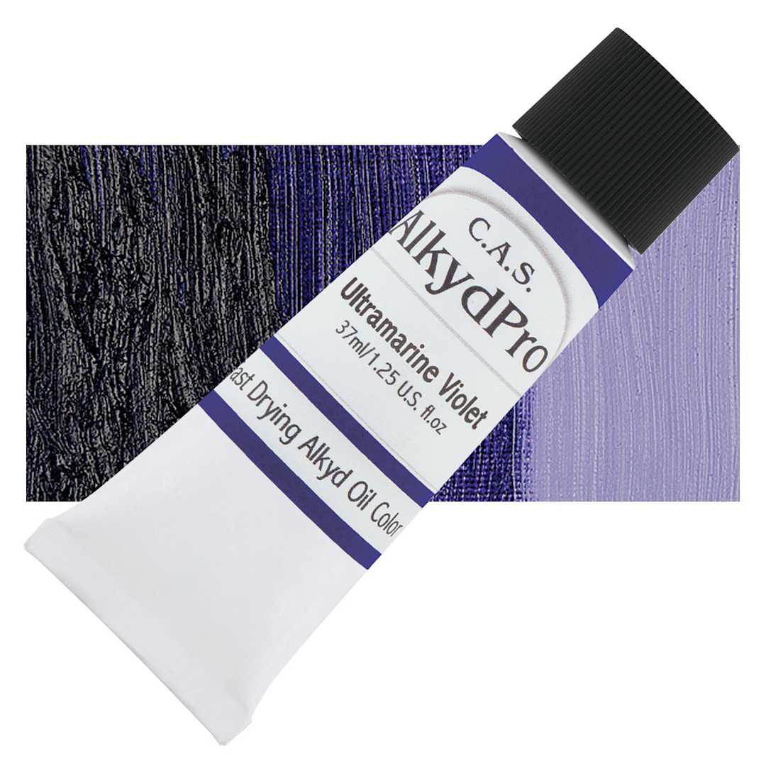 Open in modal - CAS AlkydPro Fast-Drying Alkyd Oil Color - Ultramarine Violet, 37 ml tube and swatch