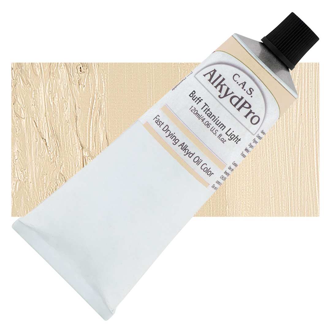 Open in modal - CAS AlkydPro Fast-Drying Alkyd Oil Color - Buff Titanium Light, 120 ml tube and swatch