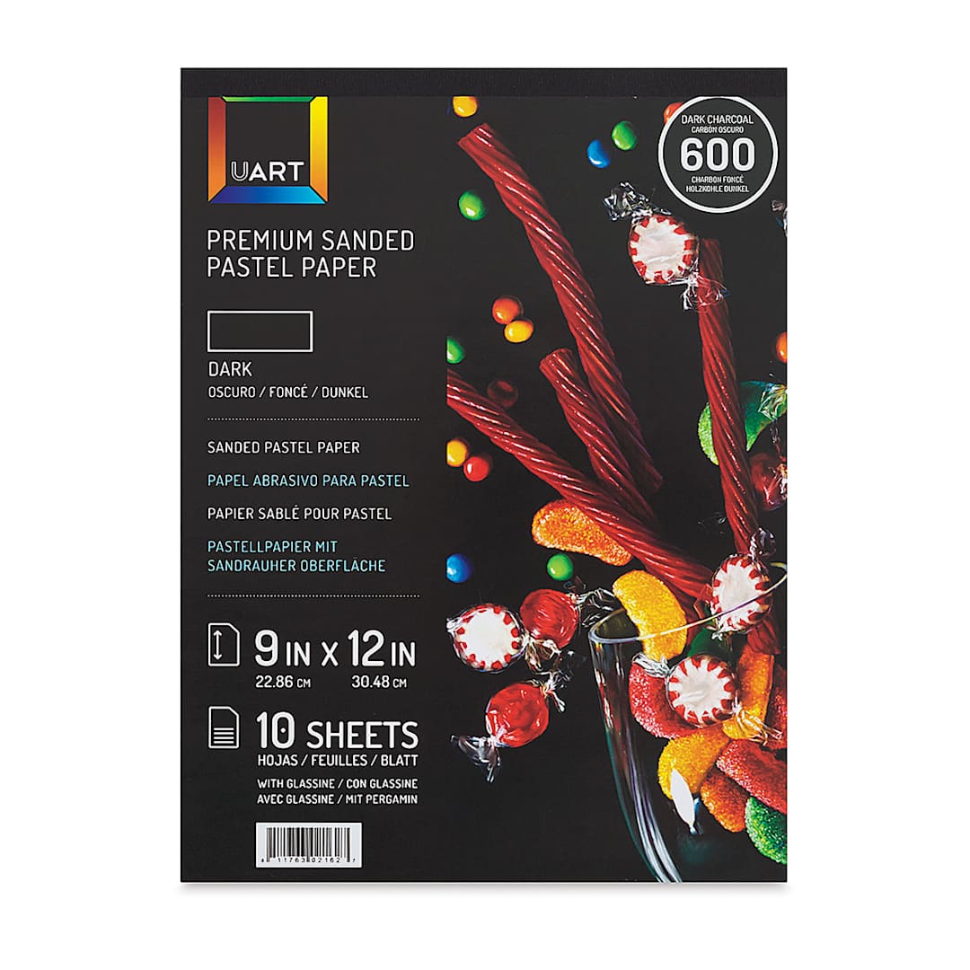 Open in modal - UArt Sanded Pastel Paper Pad - 600 Grit, 9" x 12", 10 Sheets, Dark