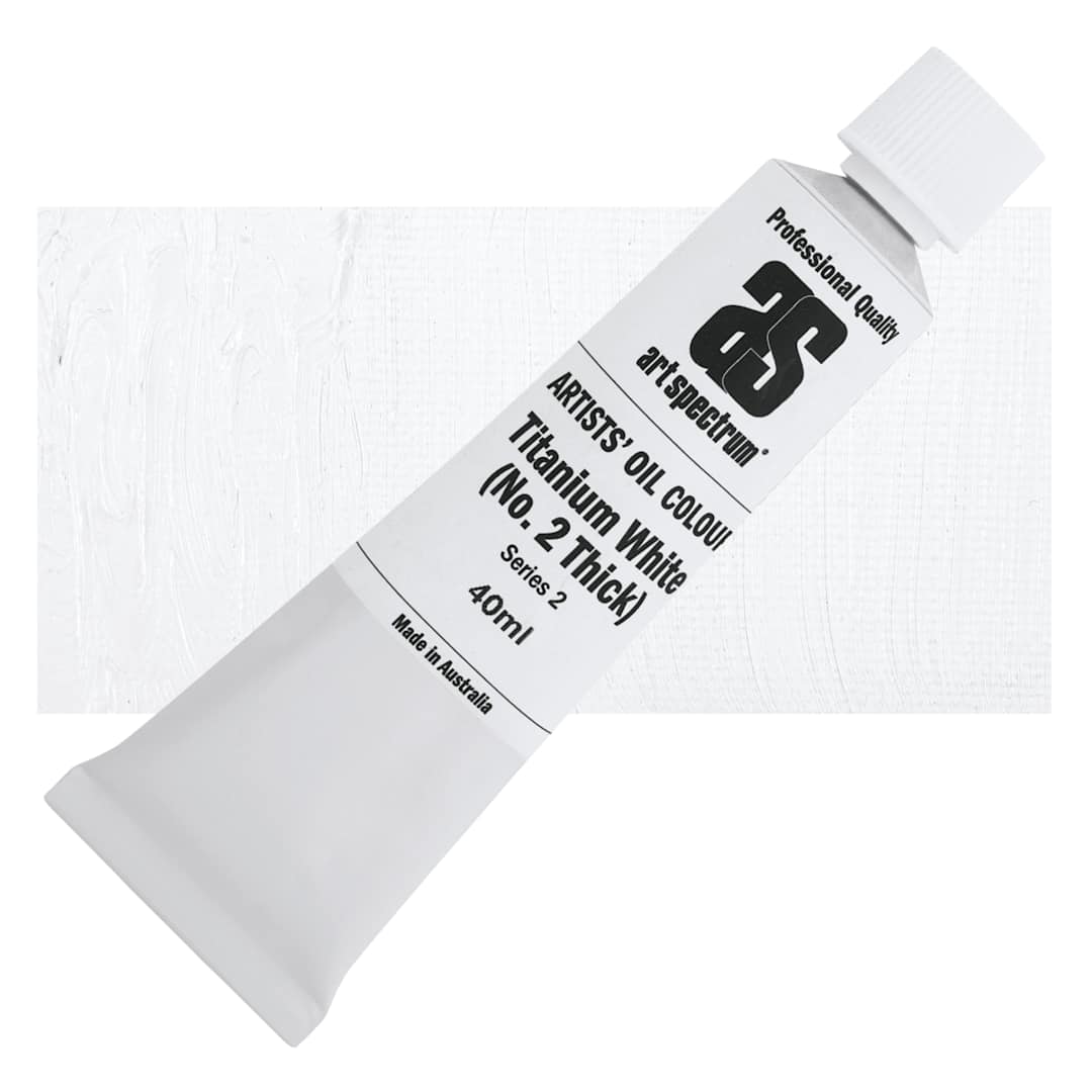 Open in modal - Art Spectrum Artists' Oil Paint - Titanium White No. 2, 40 ml tube and swatch