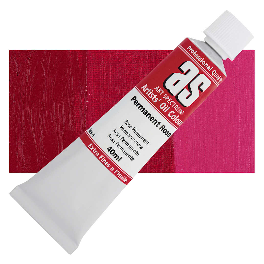 Open in modal - Art Spectrum Artists' Oil Paint - Permanent Rose, 40 ml tube and swatch