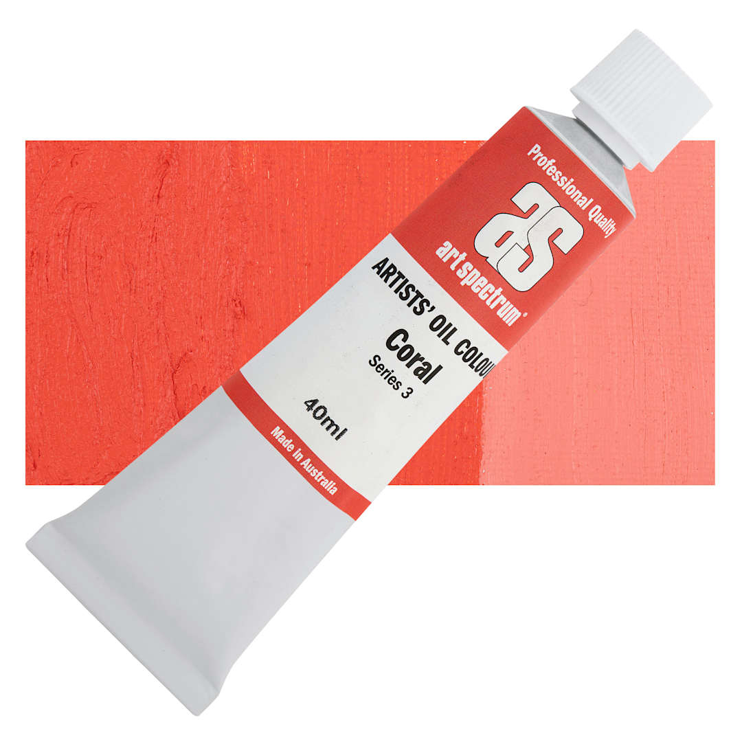 Open in modal - Art Spectrum Artists' Oil Paint - Coral, 40 ml tube and swatch