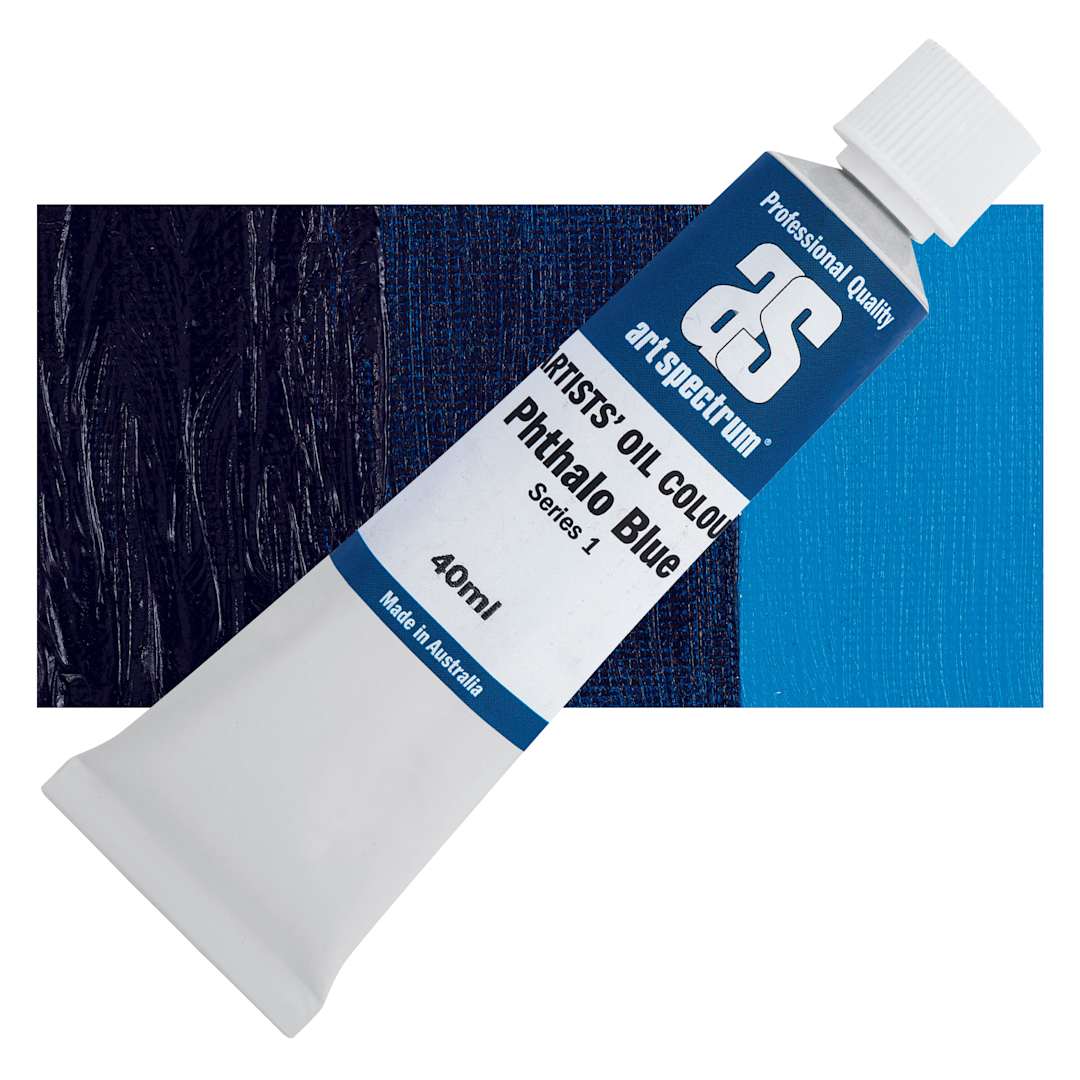 Open in modal - Art Spectrum Artists' Oil Paint - Phthalo Blue, 40 ml tube and swatch