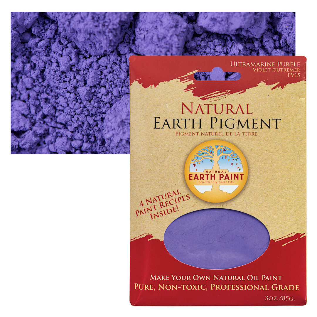 Open in modal - Natural Earth Paint Earth & Mineral Pigment - Ultramarine Purple, 3 oz package and swatch