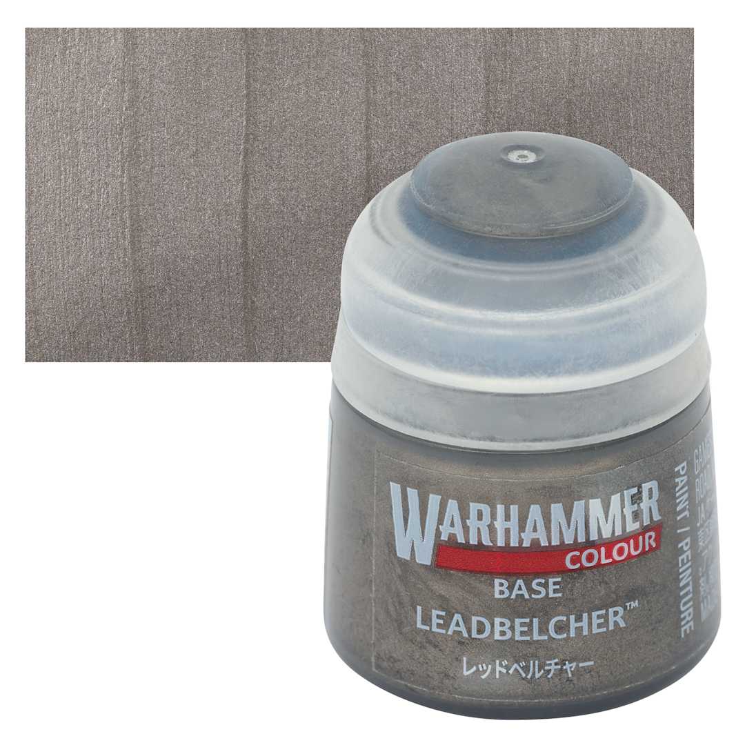 Open in modal - Warhammer Base Acrylic Paint - Leadbelcher, 12 ml jar and swatch