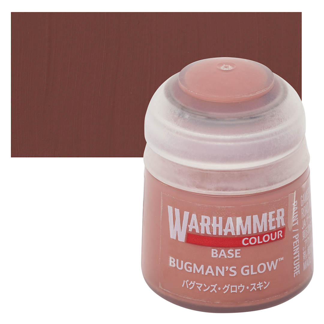 Open in modal - Warhammer Base Acrylic Paint - Bugman's Glow, 12 ml jar and swatch