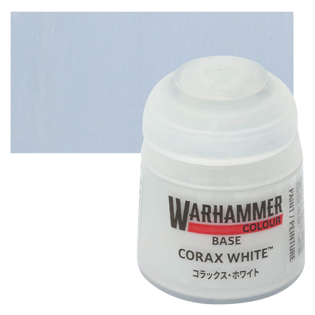 Open in modal - Warhammer Base Acrylic Paint - Corax White, 12 ml jar and swatch