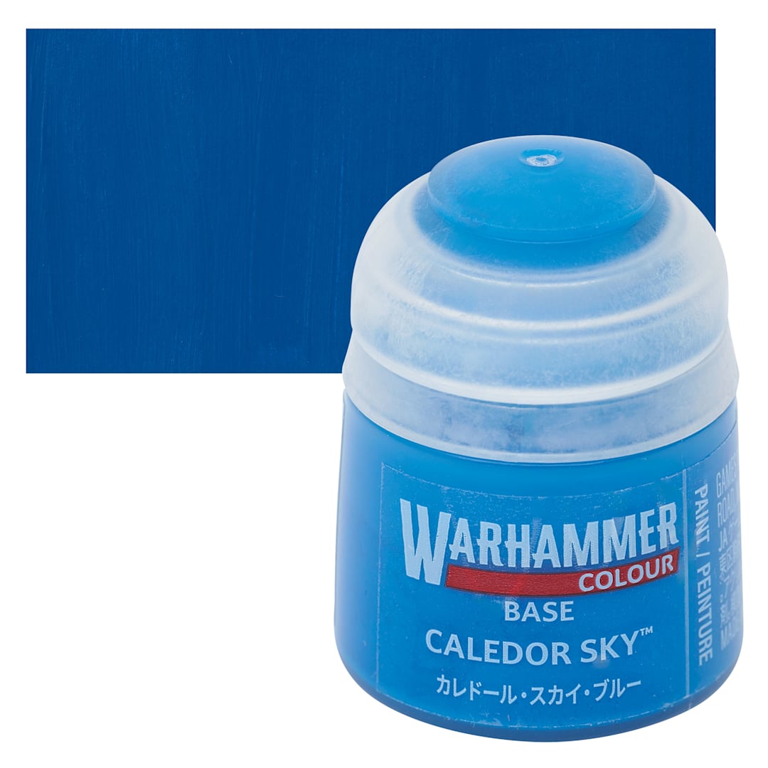 Open in modal - Warhammer Base Acrylic Paint - Caledor Sky, 12 ml jar and swatch