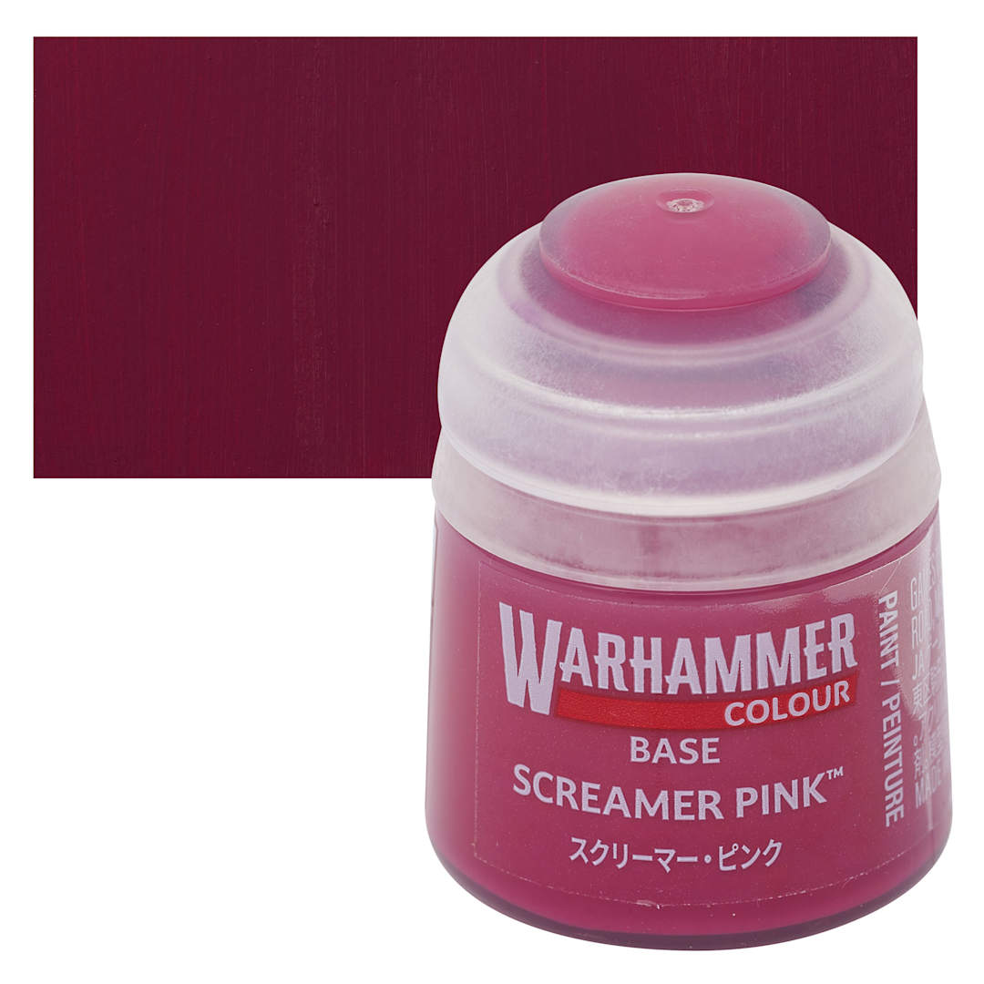 Open in modal - Warhammer Base Acrylic Paint - Screamer Pink, 12 ml jar and swatch