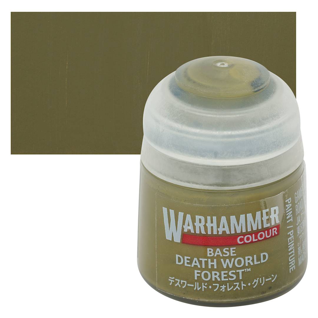 Open in modal - Warhammer Base Acrylic Paint - Deathworld Forest, 12 ml jar and swatch