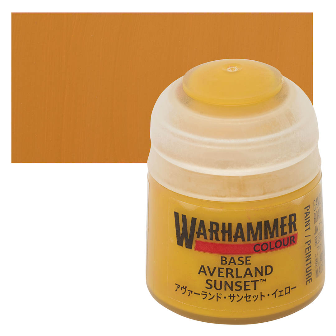 Open in modal - Warhammer Base Acrylic Paint - Averland Sunset, 12 ml jar and swatch