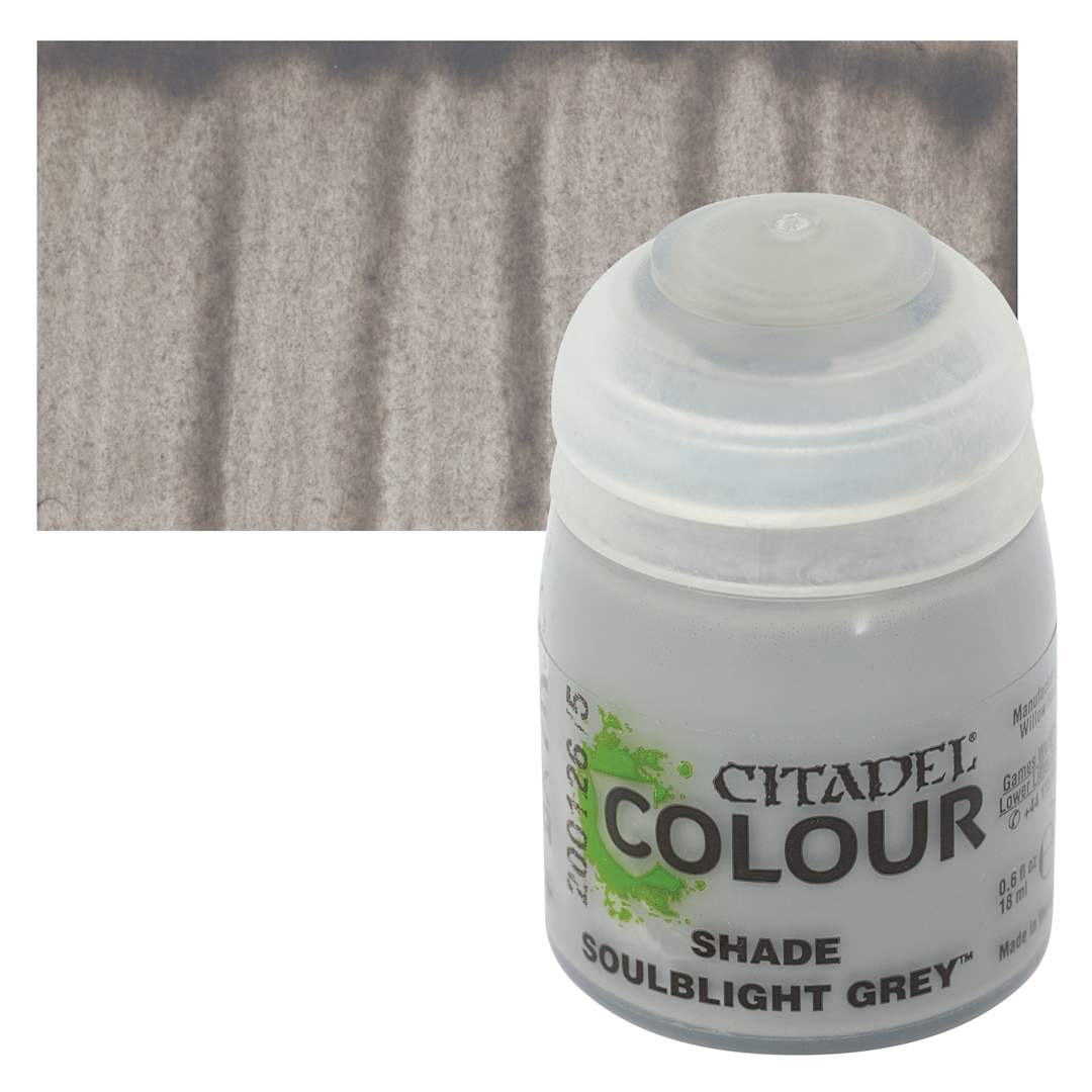 Open in modal - Citadel Shade Acrylic Paint - Soulblight Grey, 18 ml bottle and swatch
