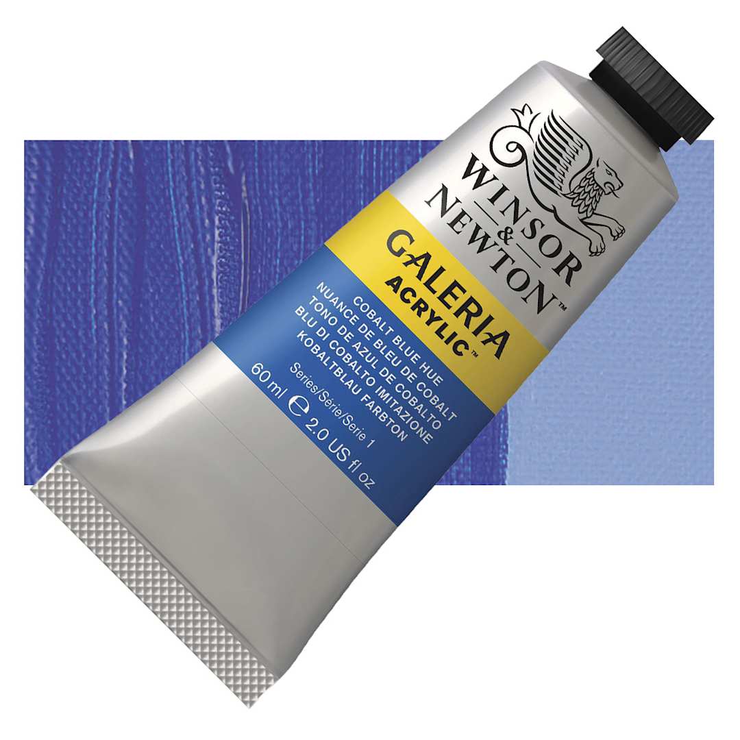 Open in modal - Winsor & Newton Galeria Flow Acrylic - Cobalt Blue Hue, 60 ml tube and swatch