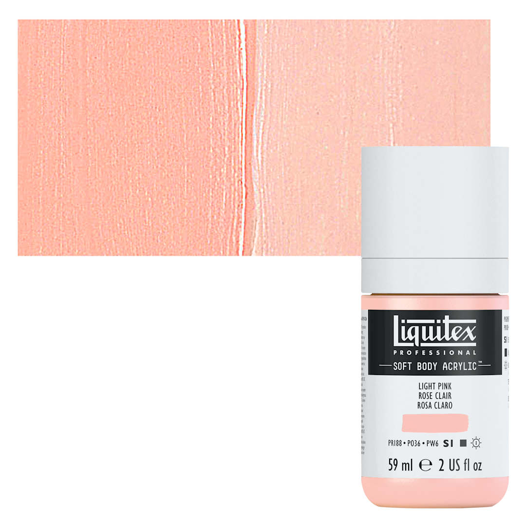 Open in modal - Liquitex Soft Body Artist Acrylic - Light Pink, 59 ml bottle and swatch