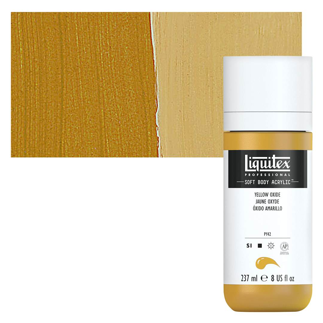 Open in modal - Liquitex Soft Body Artist Acrylic - Yellow Oxide, 237 ml bottle and swatch