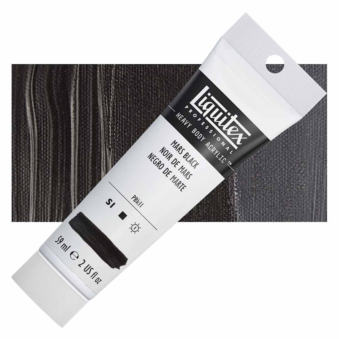 Open in modal - Liquitex Heavy Body Artist Acrylic - Mars Black, 2 oz Tube and swatch