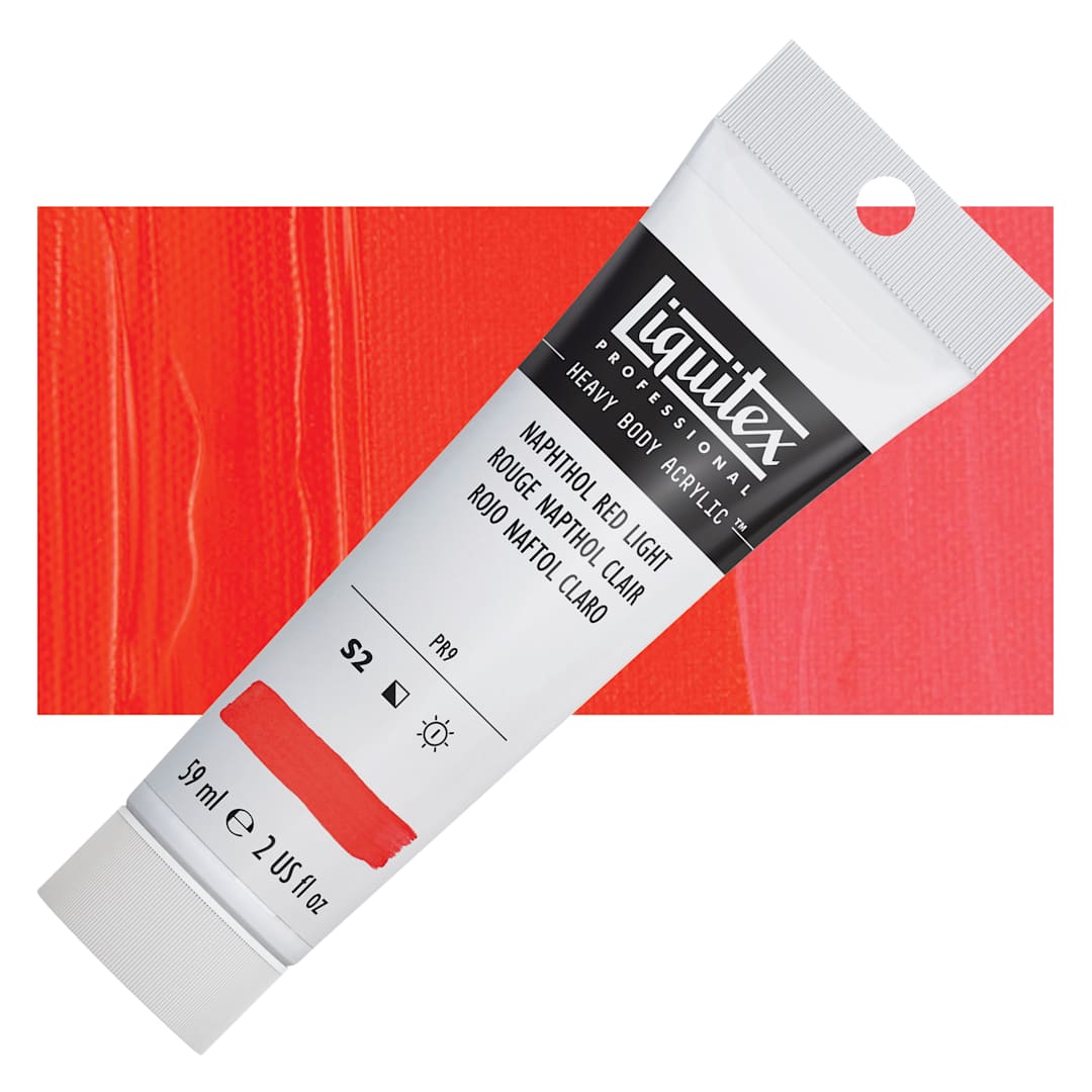 Open in modal - Liquitex Heavy Body Artist Acrylic - Naphthol Red Light, 2 oz Tube and swatch