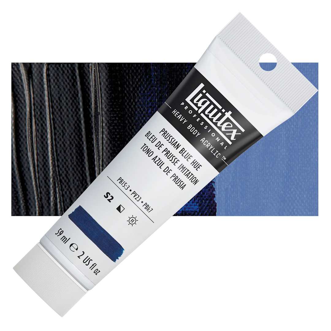 Open in modal - Liquitex Heavy Body Artist Acrylic - Prussian Blue Hue, 2 oz Tube and swatch