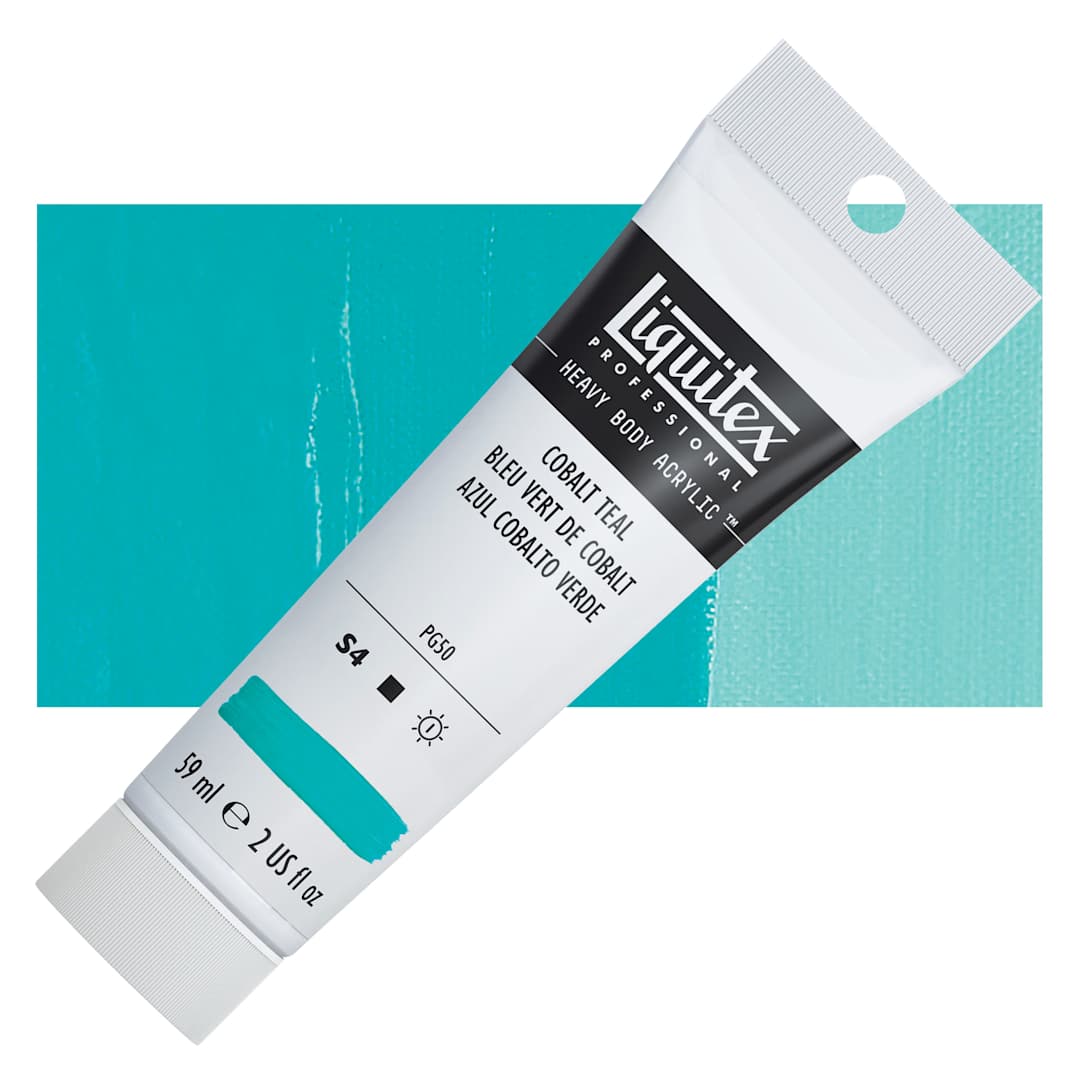 Open in modal - Liquitex Heavy Body Artist Acrylic - Cobalt Teal, 2 oz Tube and swatch