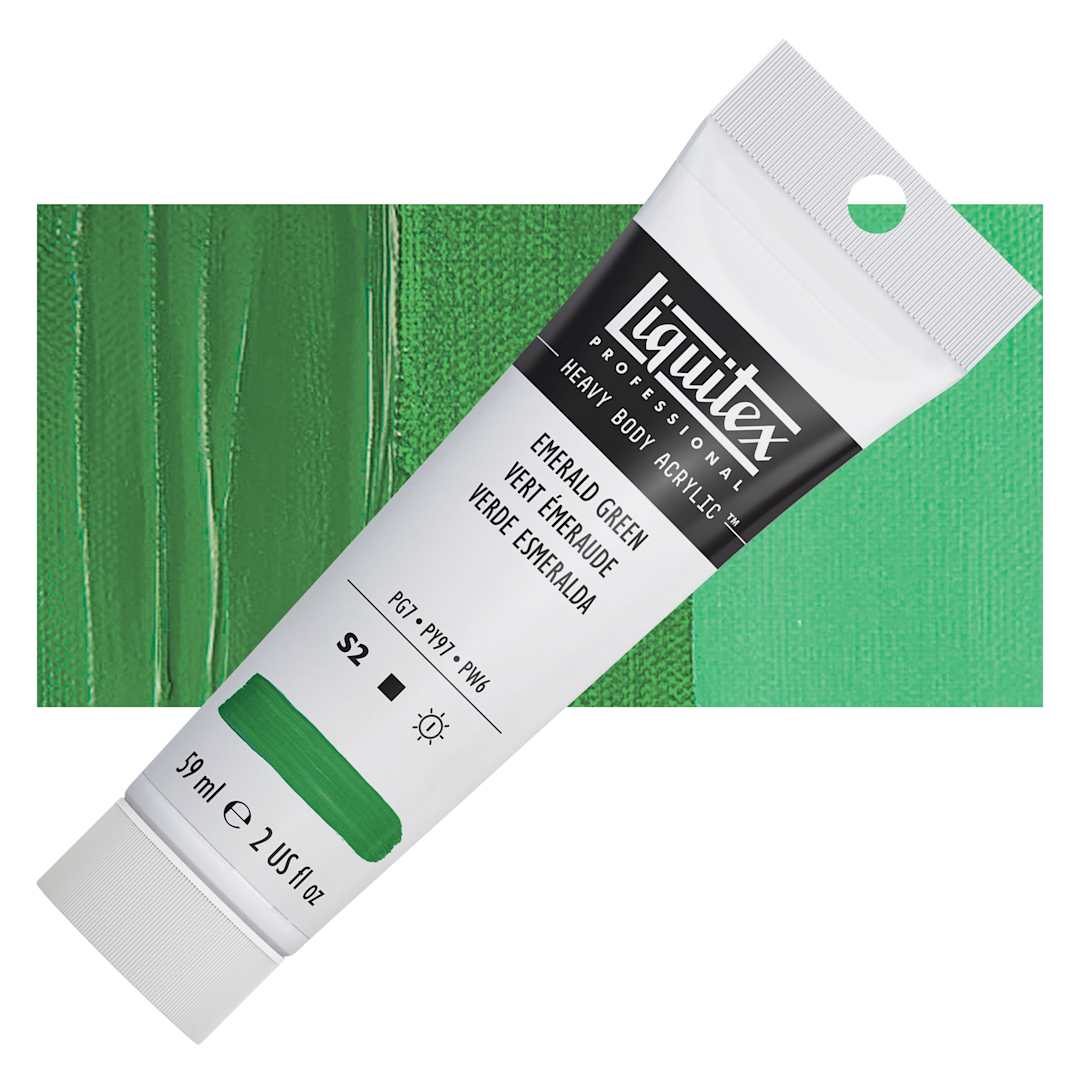 Open in modal - Liquitex Heavy Body Artist Acrylic - Emerald Green, 2 oz Tube and swatch