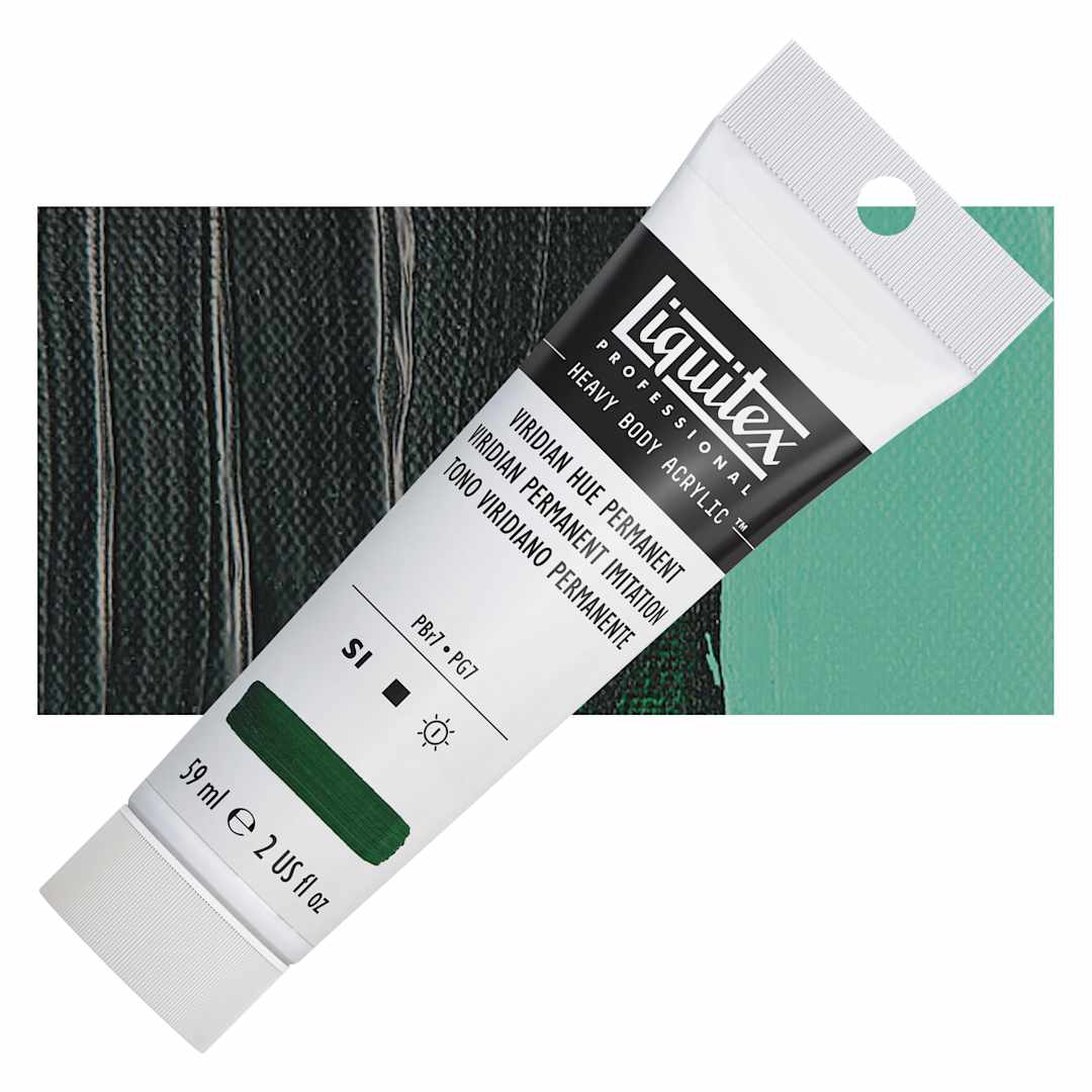 Open in modal - Liquitex Heavy Body Artist Acrylic - Viridian Hue Permanent, 2 oz Tube and swatch