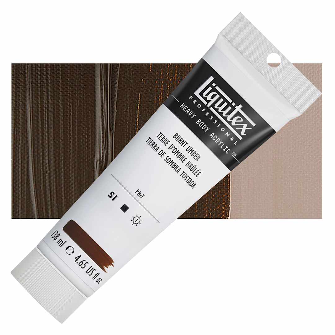 Open in modal - Liquitex Heavy Body Artist Acrylic - Burnt Umber, 4.65 oz Tube and swatch