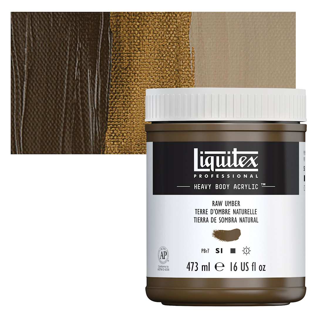 Open in modal - Liquitex Heavy Body Artist Acrylic - Raw Umber, 16 oz Jar and swatch