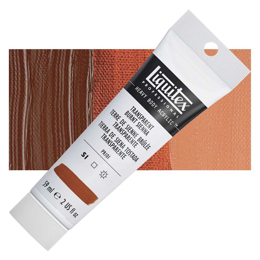 Open in modal - Liquitex Heavy Body Artist Acrylic - Transparent Burnt Sienna, 2 oz Tube and swatch