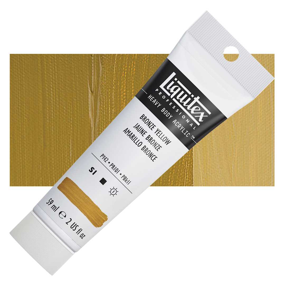 Open in modal - Liquitex Heavy Body Artist Acrylic - Bronze Yellow, 2 oz Tube and swatch