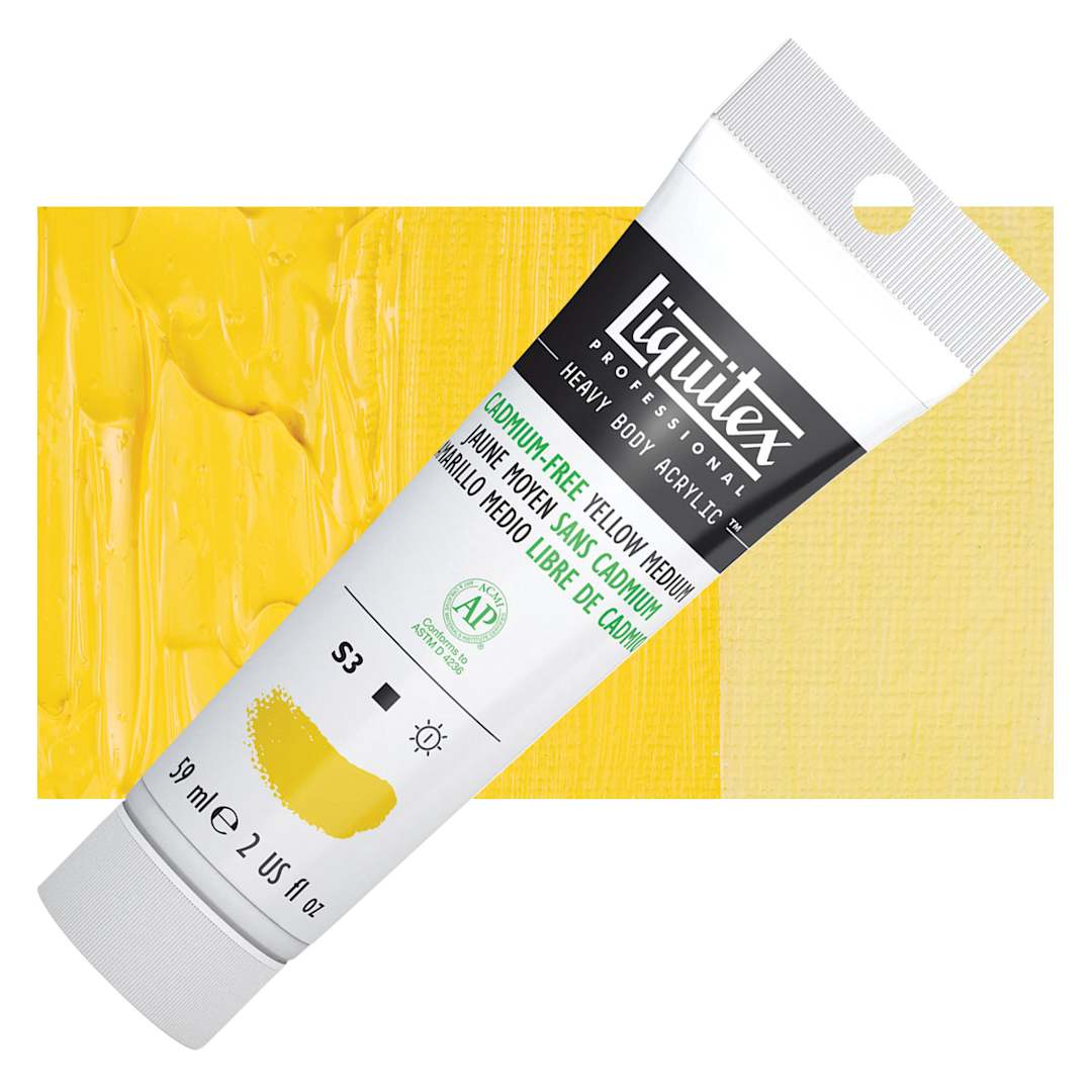 Open in modal - Liquitex Heavy Body Artist Acrylic - Cadmium-Free Yellow Medium, 2 oz and swatch