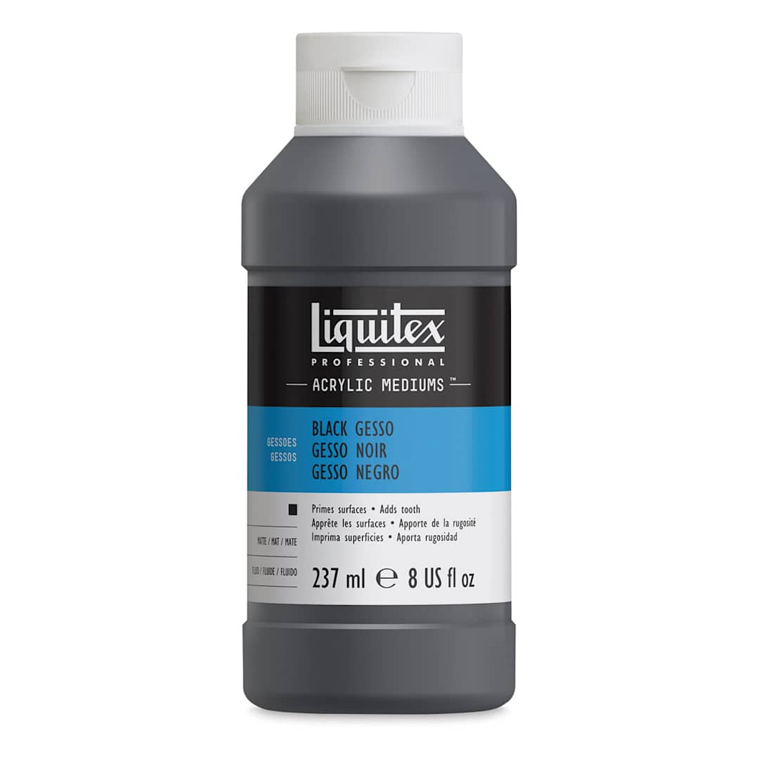 Open in modal - Liquitex Acryli Gesso-Black 8oz. Front of bottle.